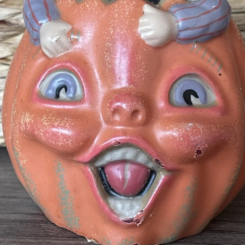 Vintage Midwest Cannon‎ Falls Jack-o'-lantern Wax Candle Halloween Pumpkin Witch